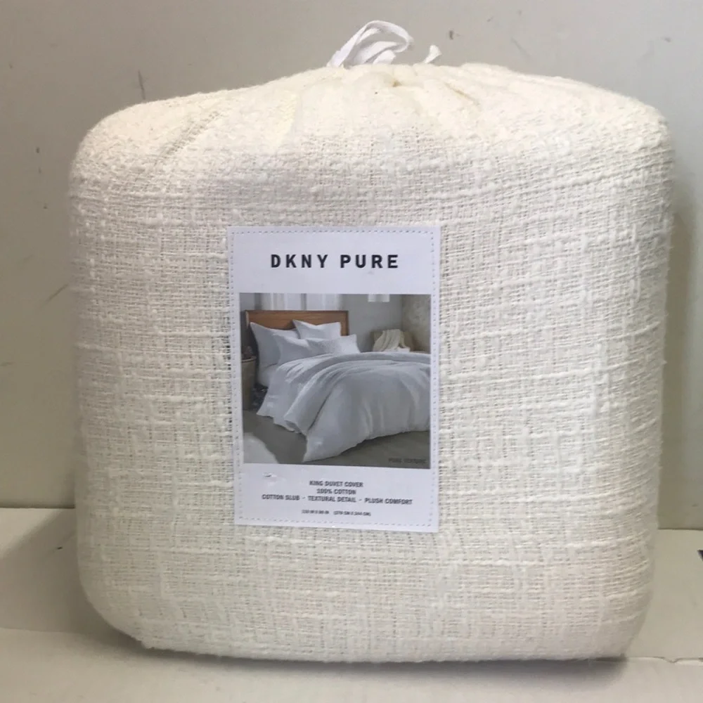 DKNY Donna Karan Pure Texture Ivory King Duvet Cover